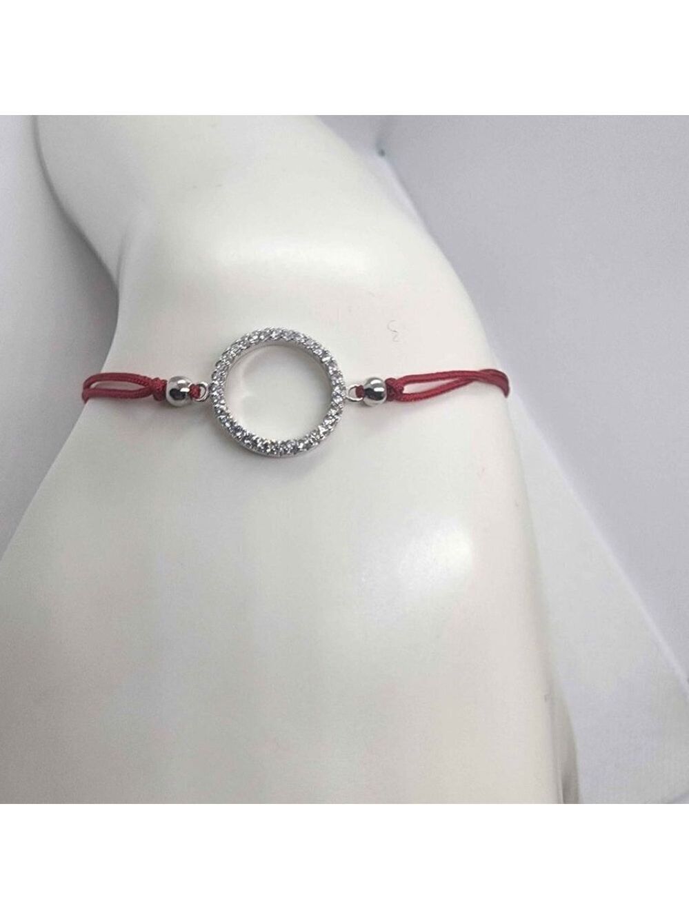 Sterling SIlver 925 Round Design With Red String Bracelet